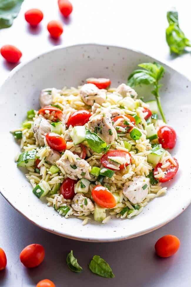 healthy pasta salad with orzo