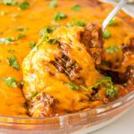 hot taco dip in a pie dish