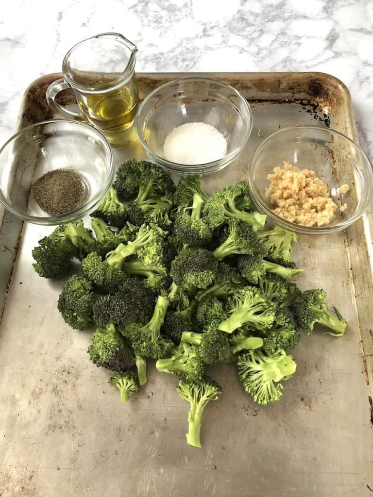 oven roasted broccoli with garlic prep