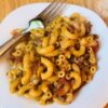 one pot chili mac on plate