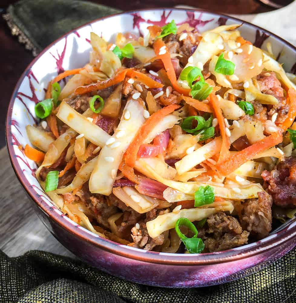 keto egg roll in a bowl