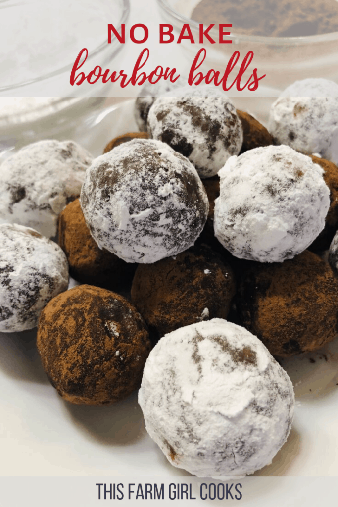 A stack of dusted bourbon balls.