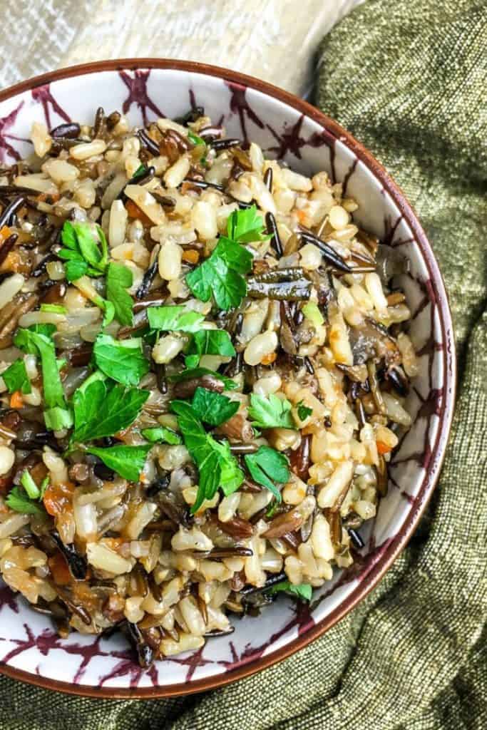 instant pot wild rice pilaf with mushrooms