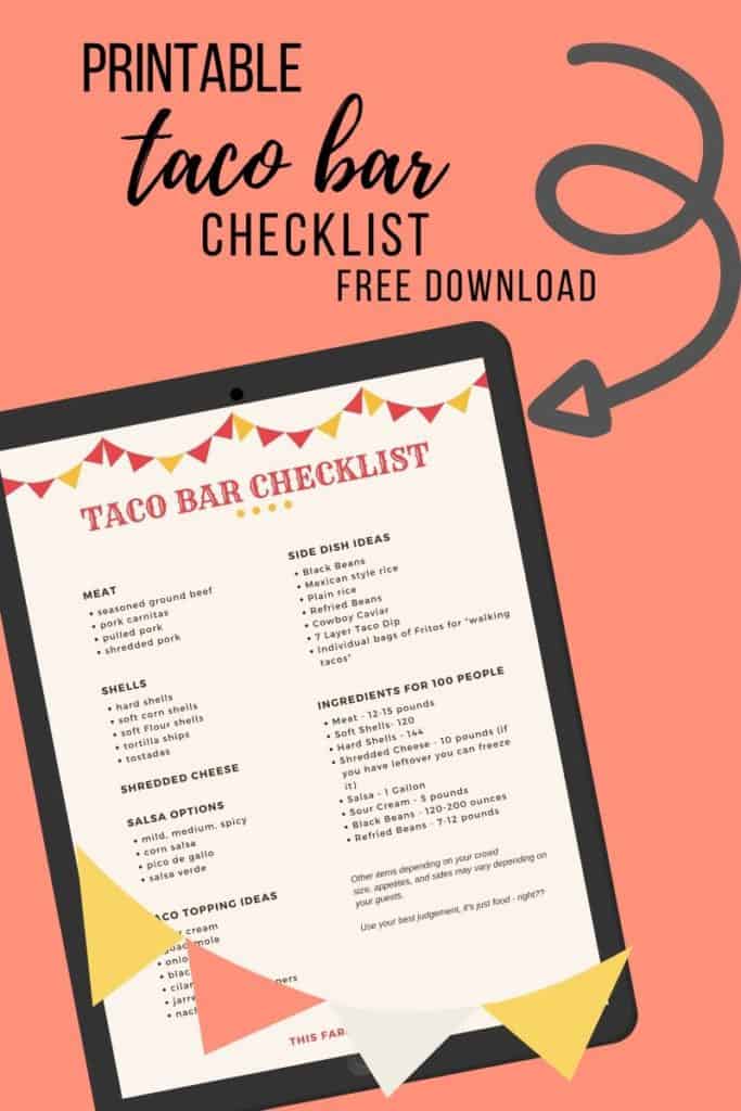 Free Printable Taco Bar Sign Up Sheet