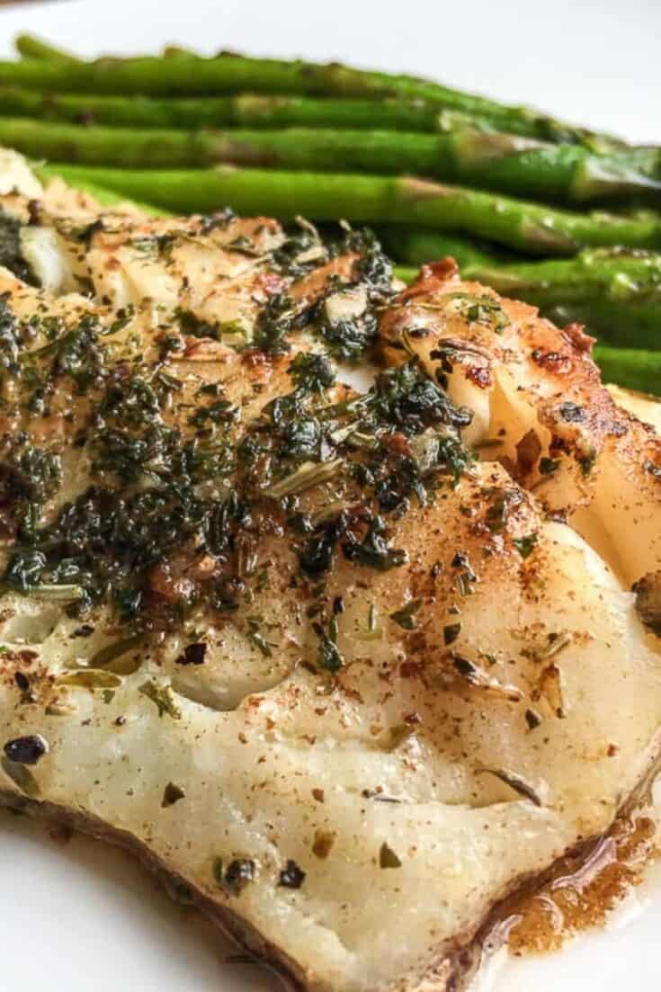 buttered cod with asparagus