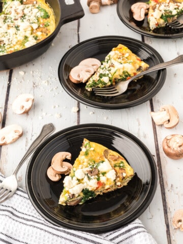 healthy frittata slices on plates