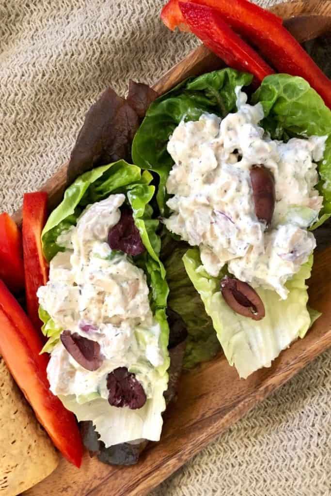 Lettuce wraps with chicken salad.