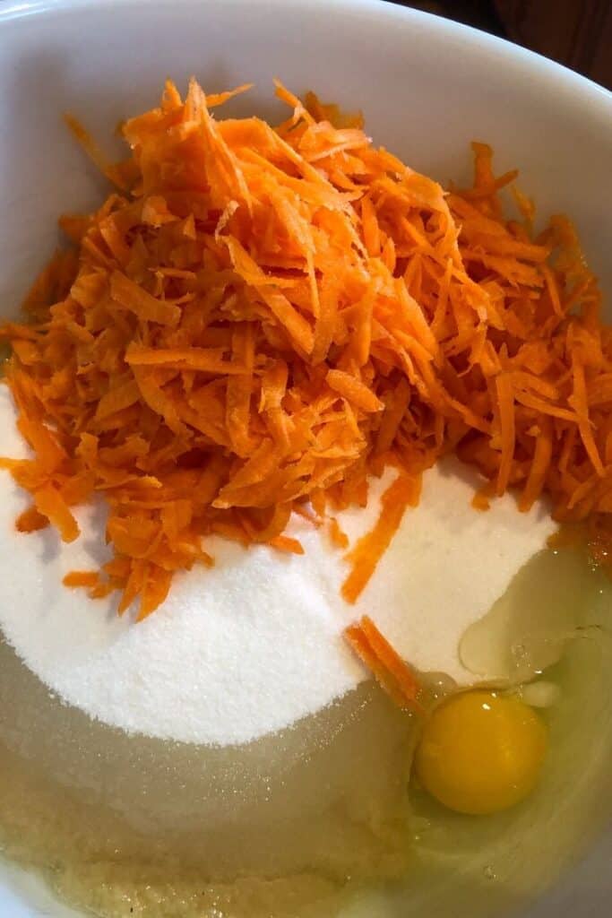 bowl of ingredients for carrot bread