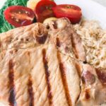honey dijon pork chops plated