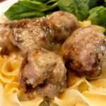 swedish meatballs on egg noodles