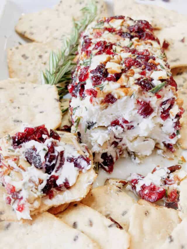Cranberry goat cheese appetizer with crackers.