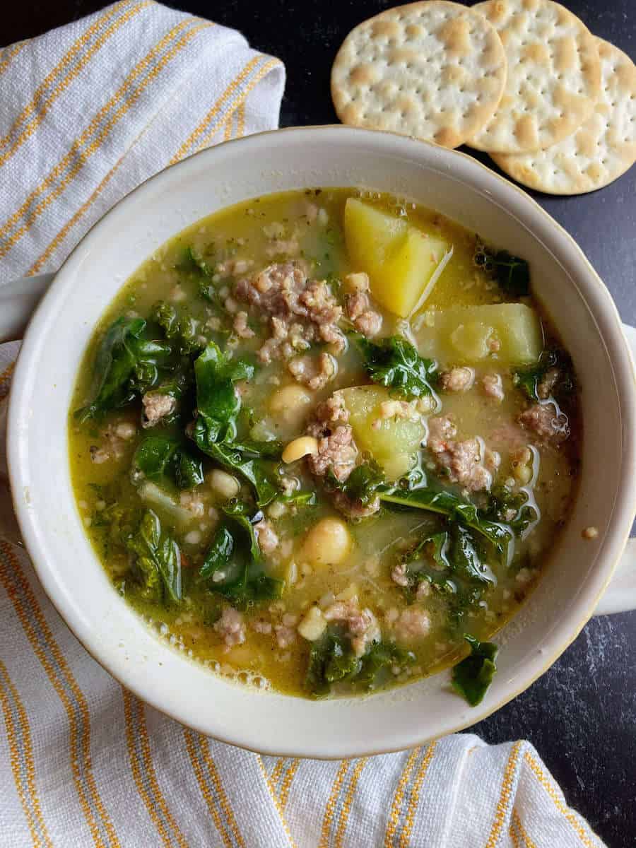 Tuscan Bean Soup with Sausage & Kale | Slow Cooker & Gluten Free