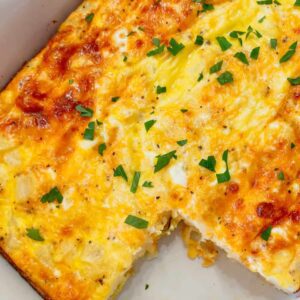 gluten free breakfast casserole in a pan
