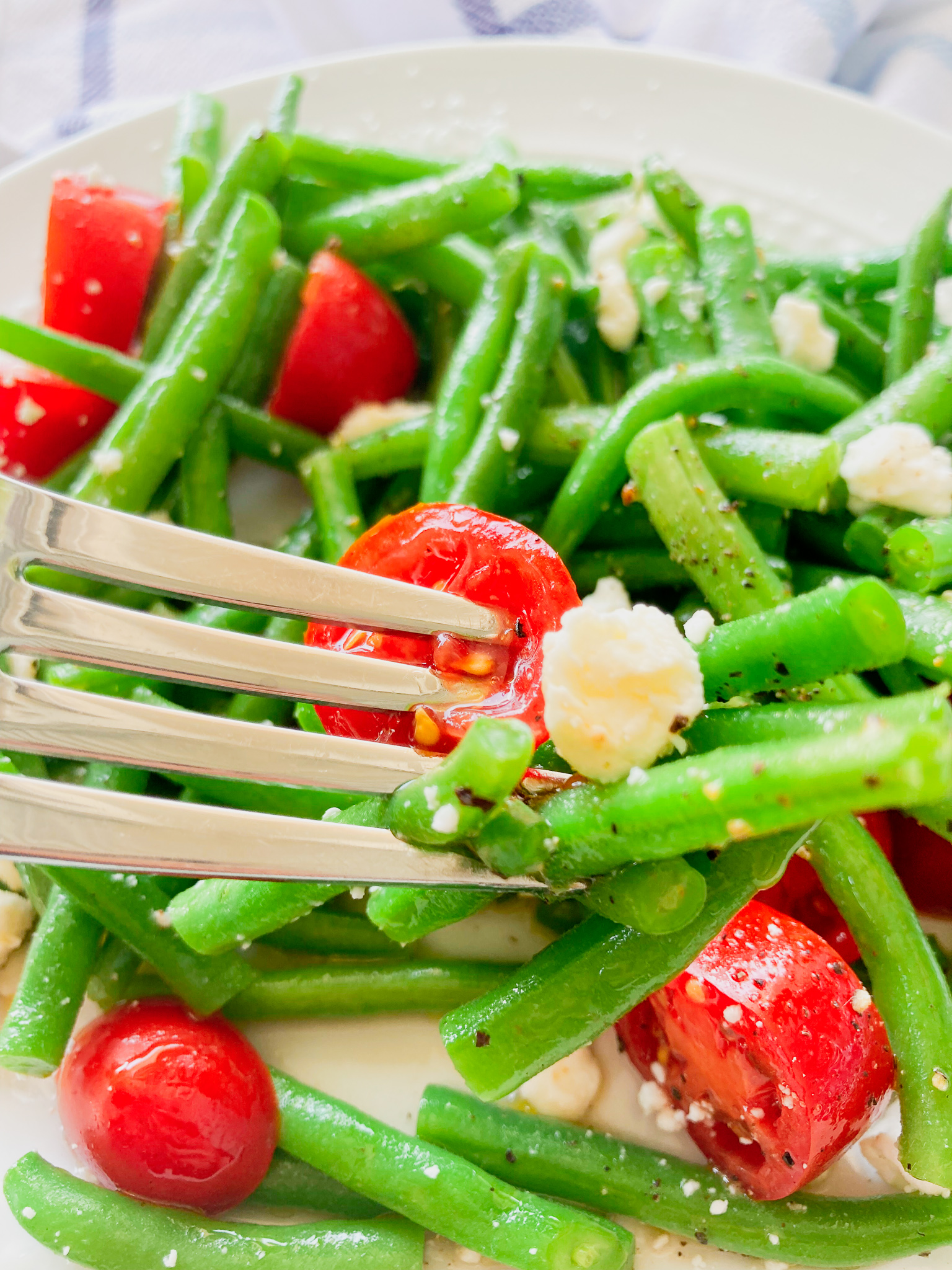 Marinated Green Bean Salad with Tomatoes & Feta