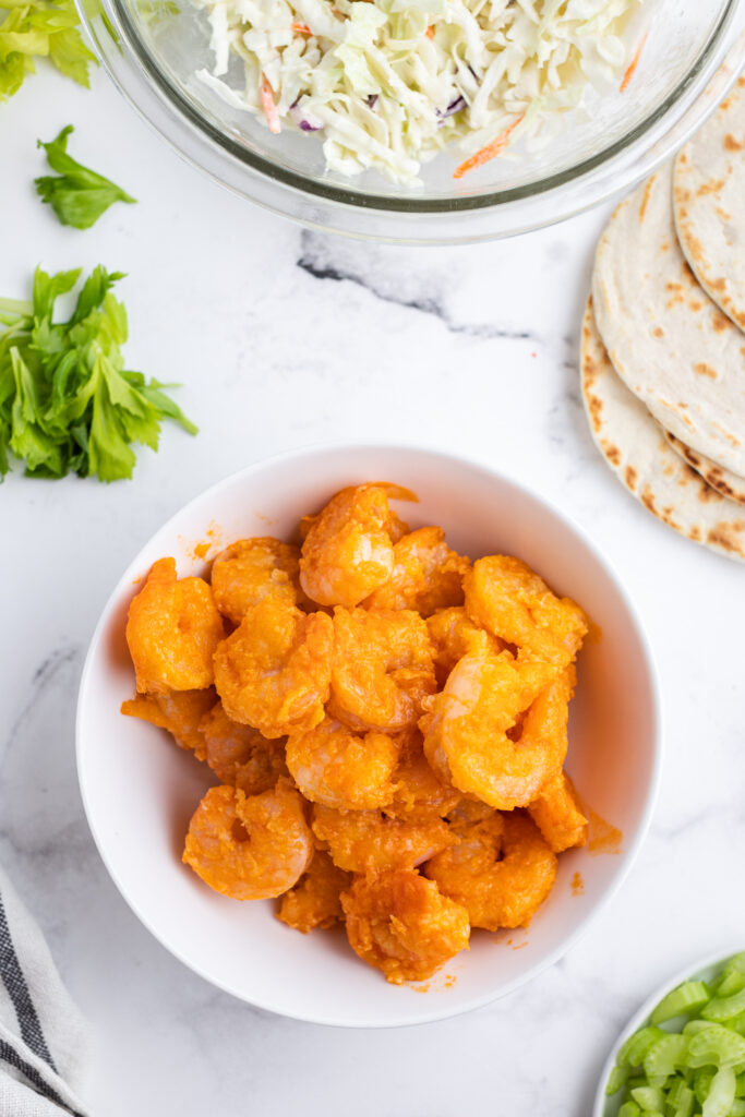 Buffalo Shrimp in a bowl