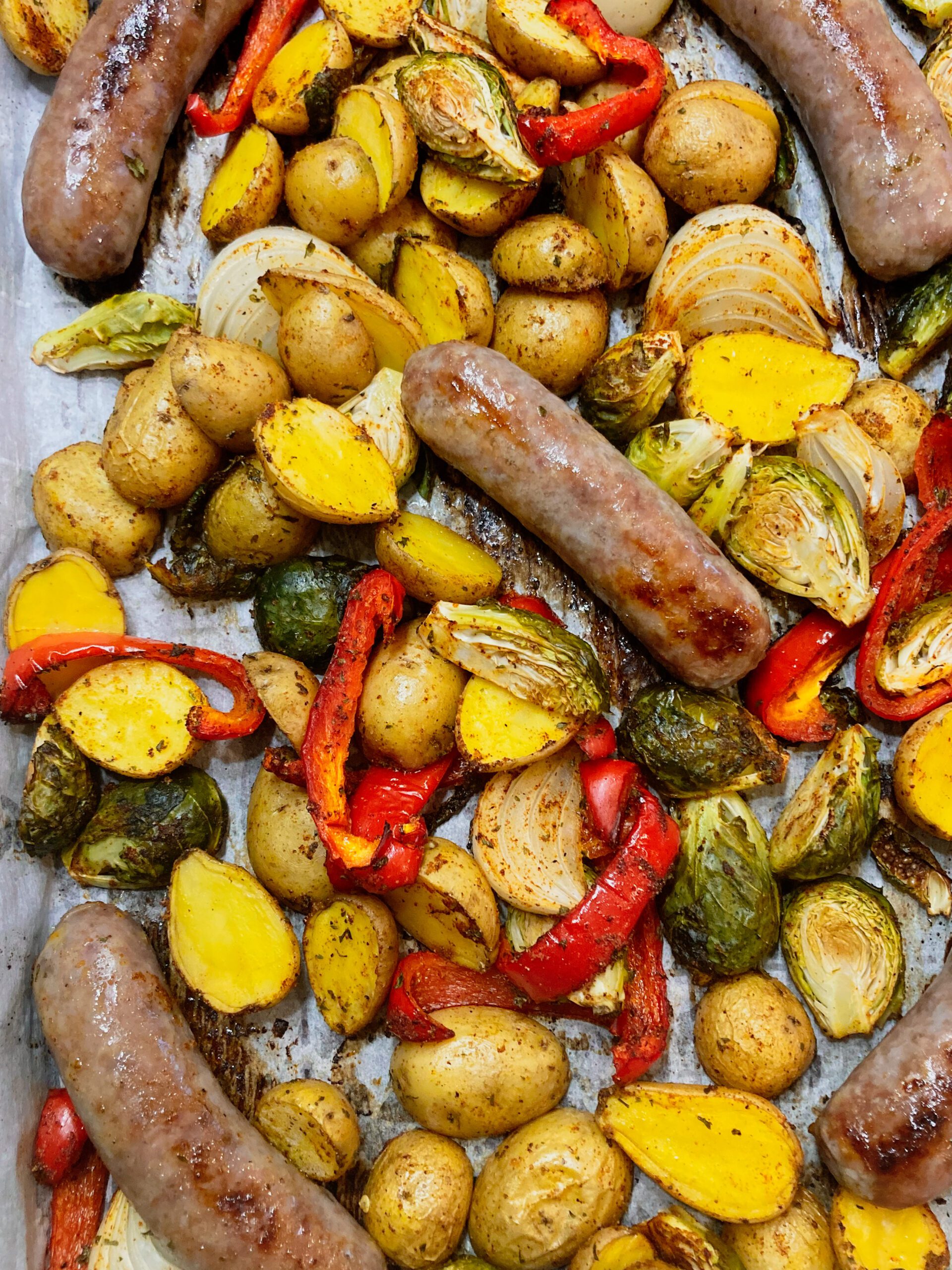 brat sheet pan dinner