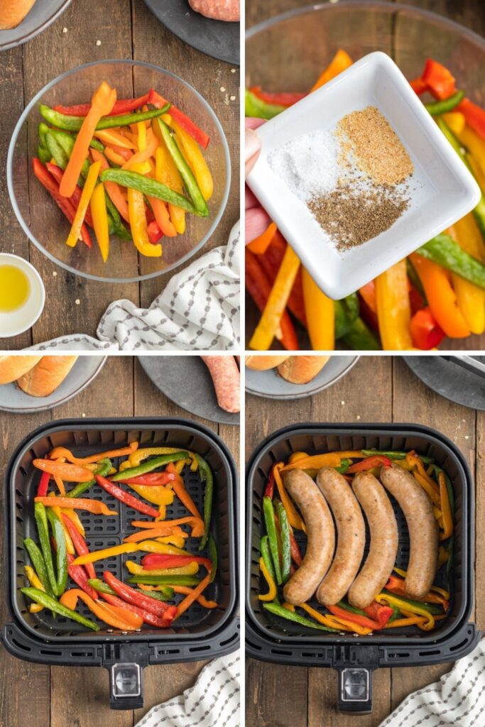 How to make air fryer sausage and peppers.