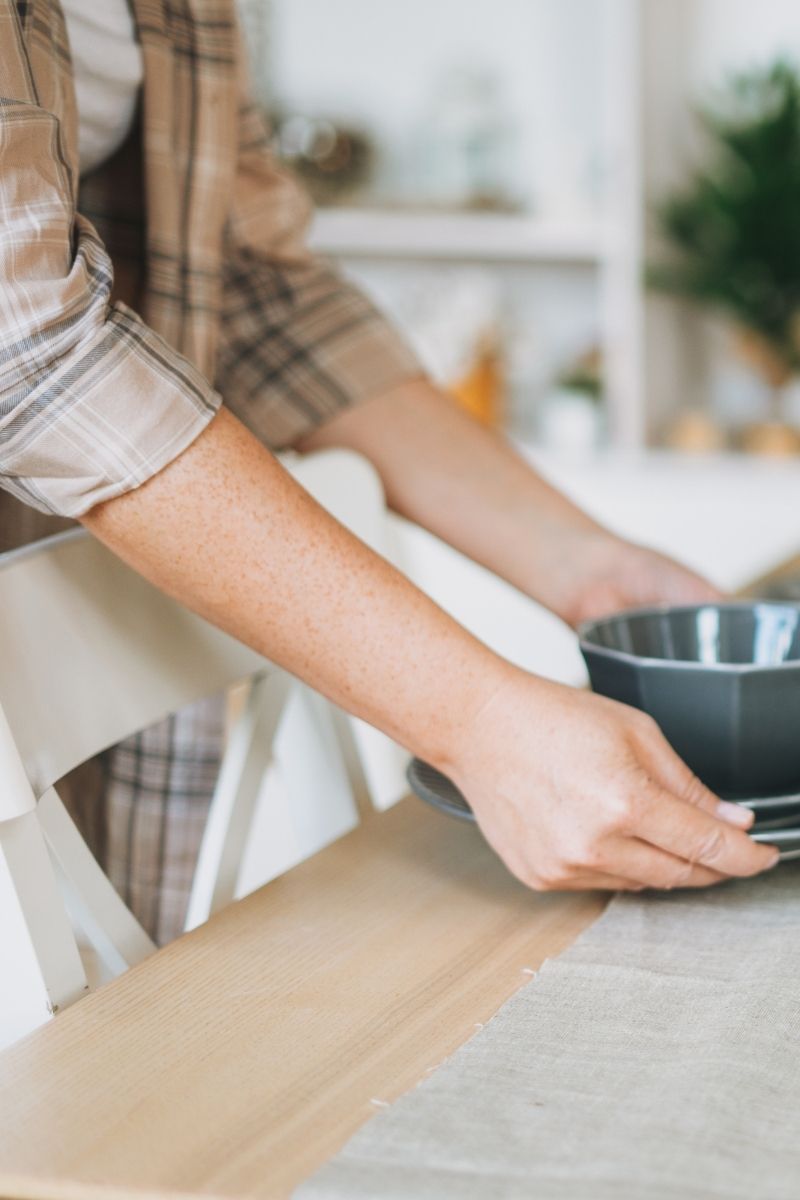 setting the table for guests