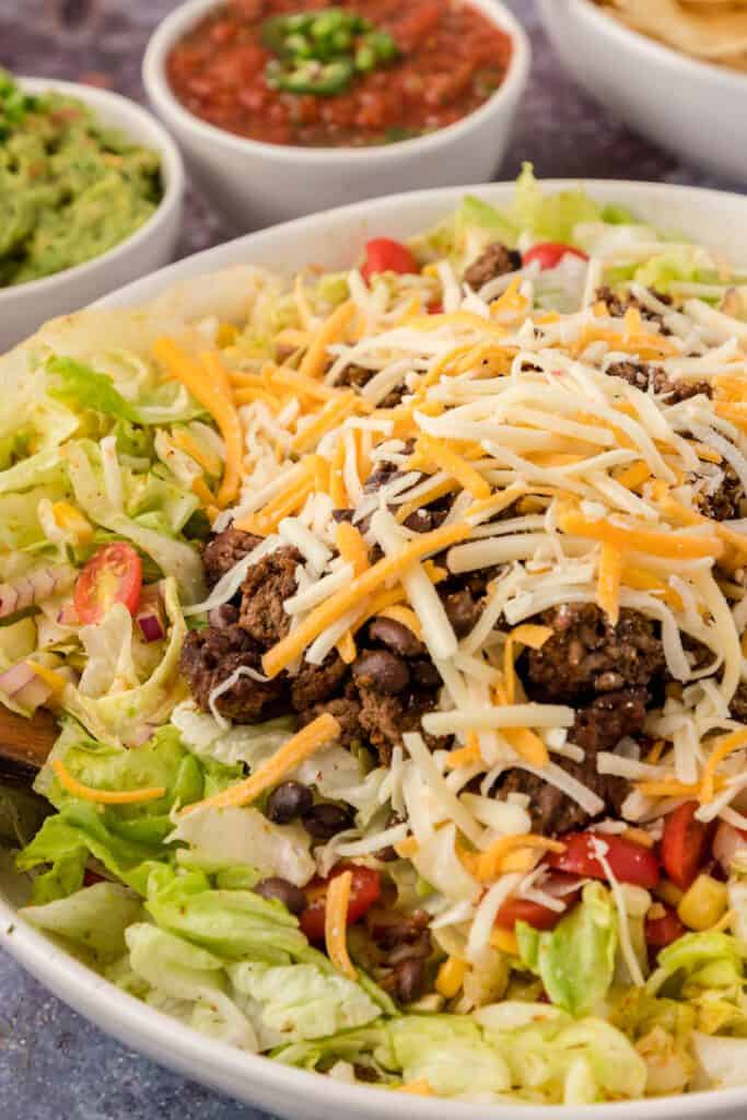 Classic taco salad in a bowl.