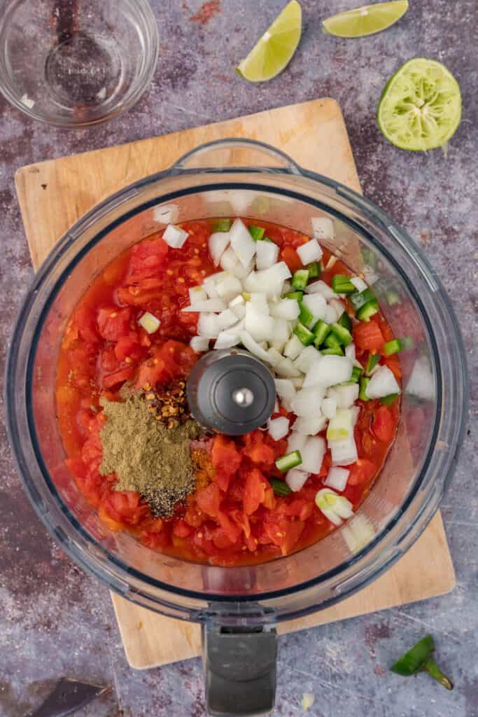 making salsa in a food processor