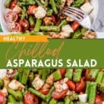 Chilled asparagus salad with tomatoes and feta cheese.
