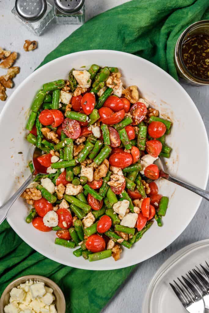 Asparagus Salad with Tomatoes in a serving bowl