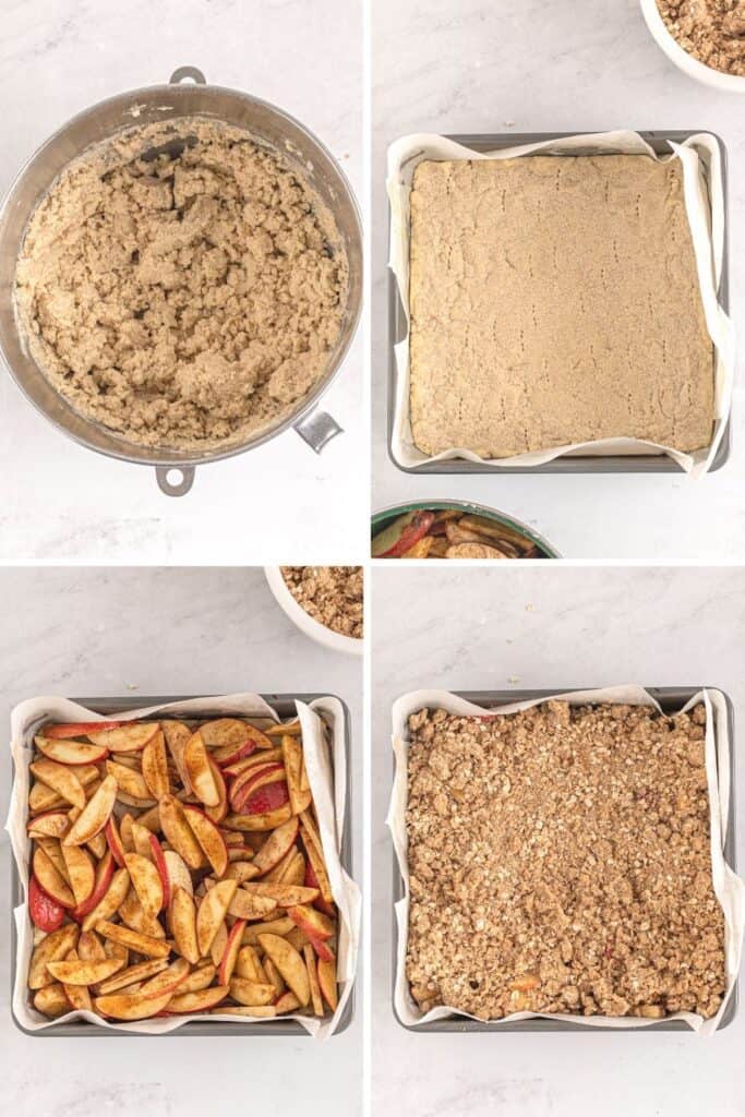 How to make apple crumble bars step by step.