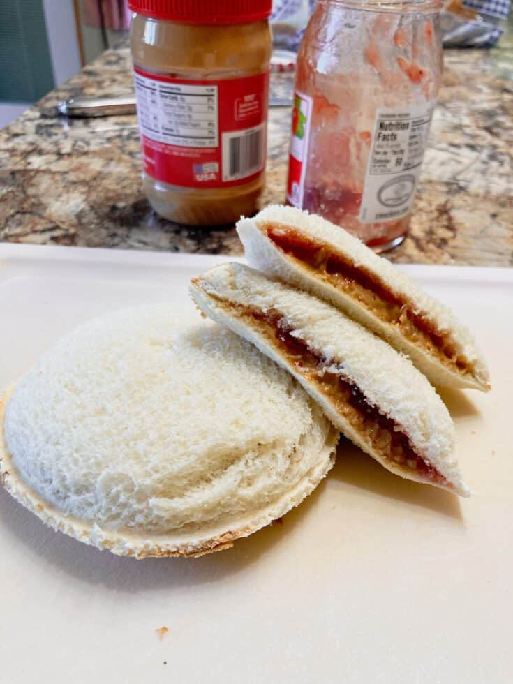 Peanut butter and strawberry jam uncrustables diy.