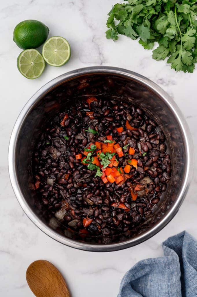 Cooked black beans in an instant pot.