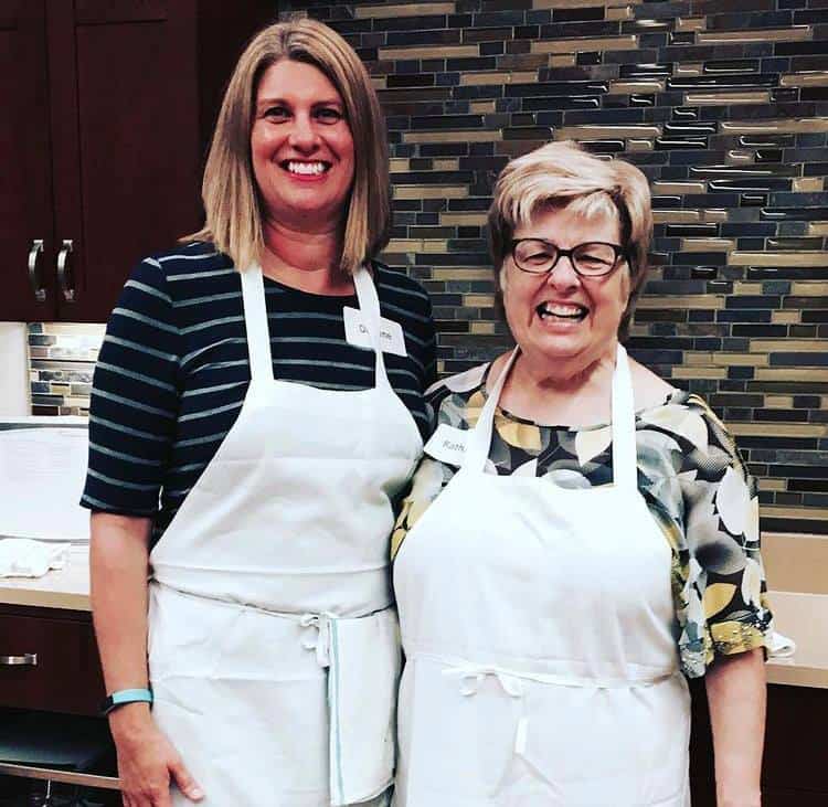 At a cooking class with my Mom.