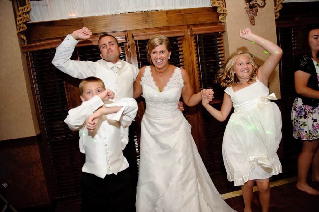 Jumping for joy at our wedding!
