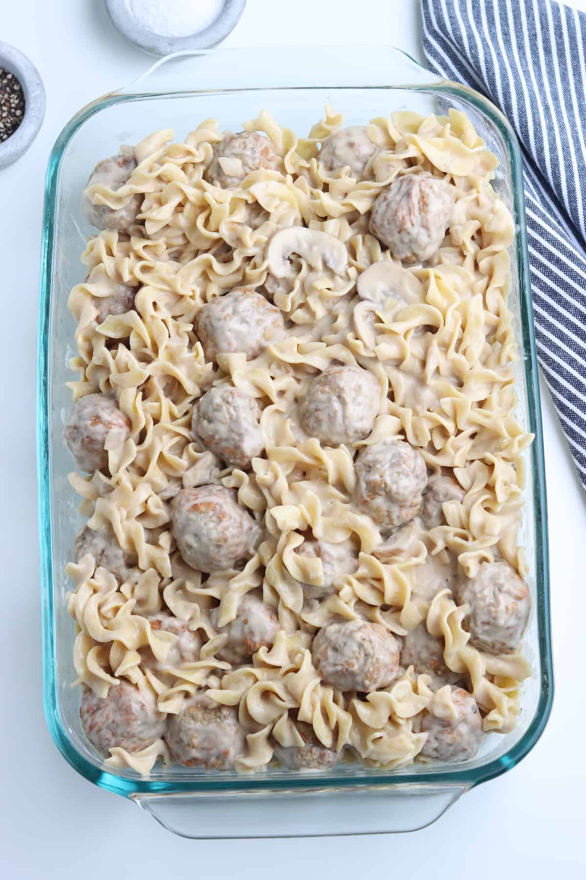 Unbaked Swedish  noodle bake.