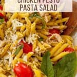 5 Ingredient chicken pesto pasta salad from This Farm Girl Cooks.