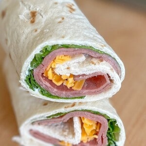 Stacked roast beef roll ups.