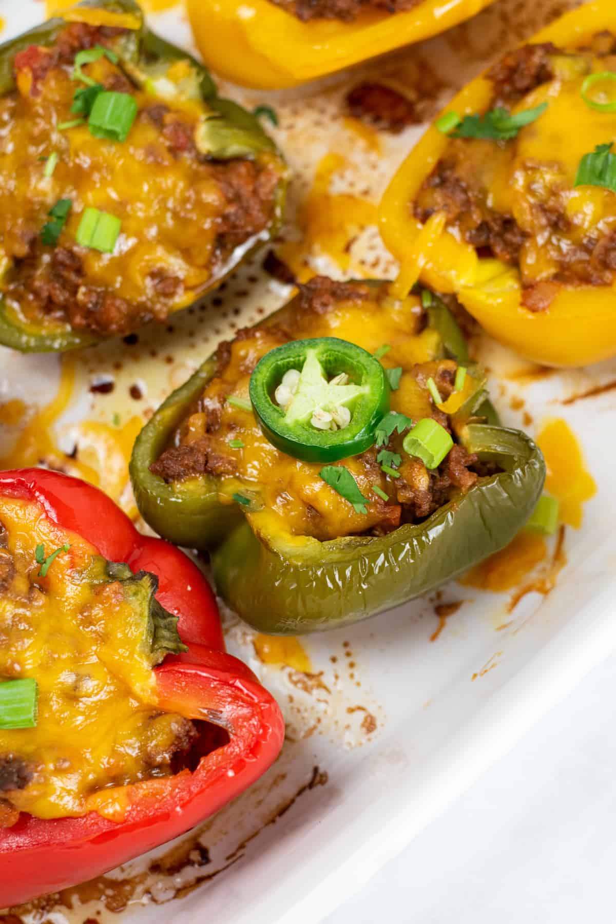 Taco stuffed peppers after baking.