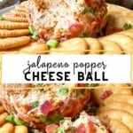 A jalapeno popper cheese ball with ritz crackers.