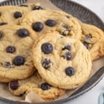 A plate of soft blueberry cookies.