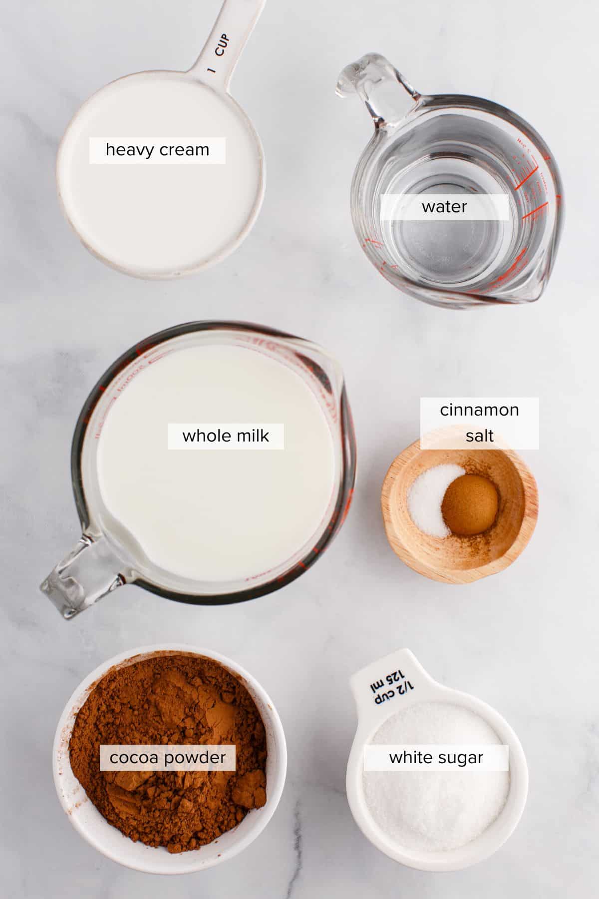 Ingredients to make a batch of hot chocolate in an Instant Pot.