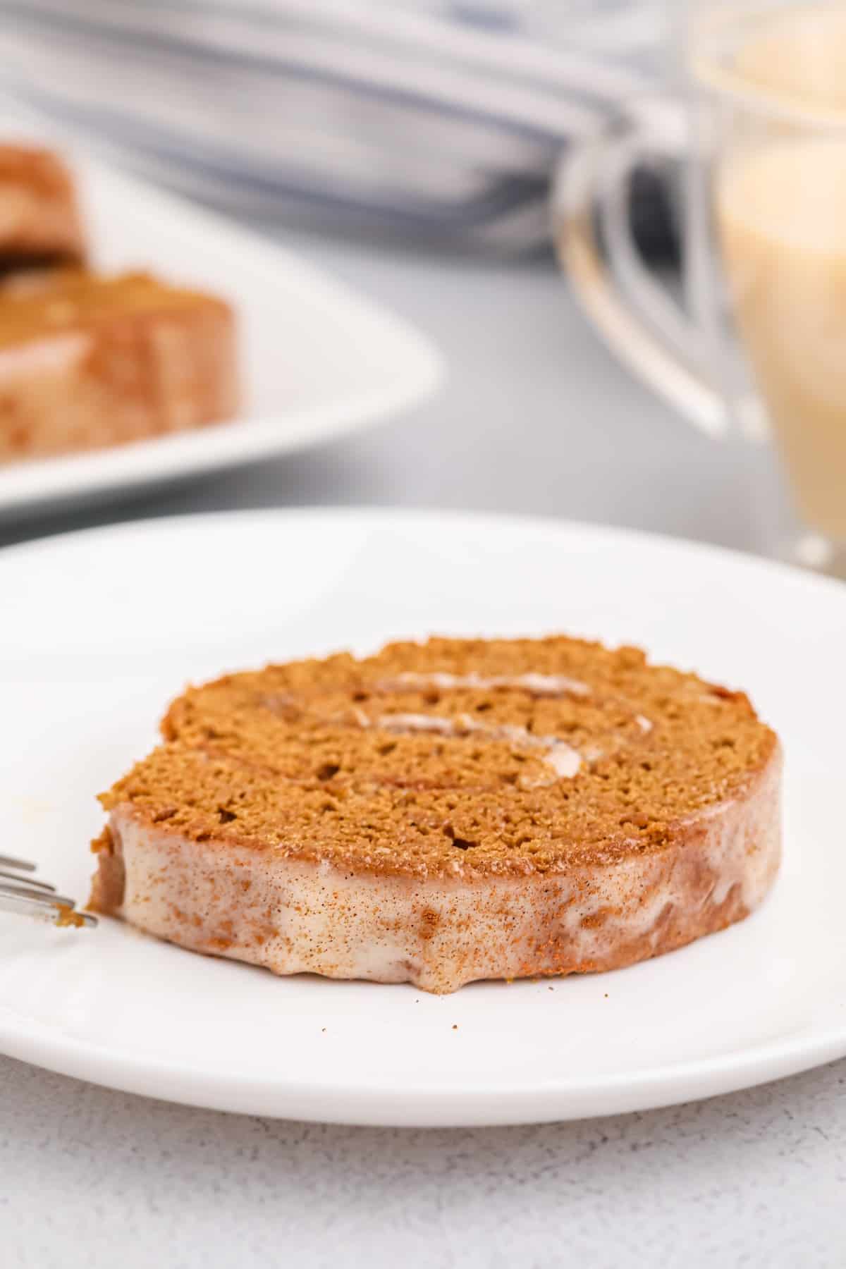 A slice of spiral gingerbread cake.