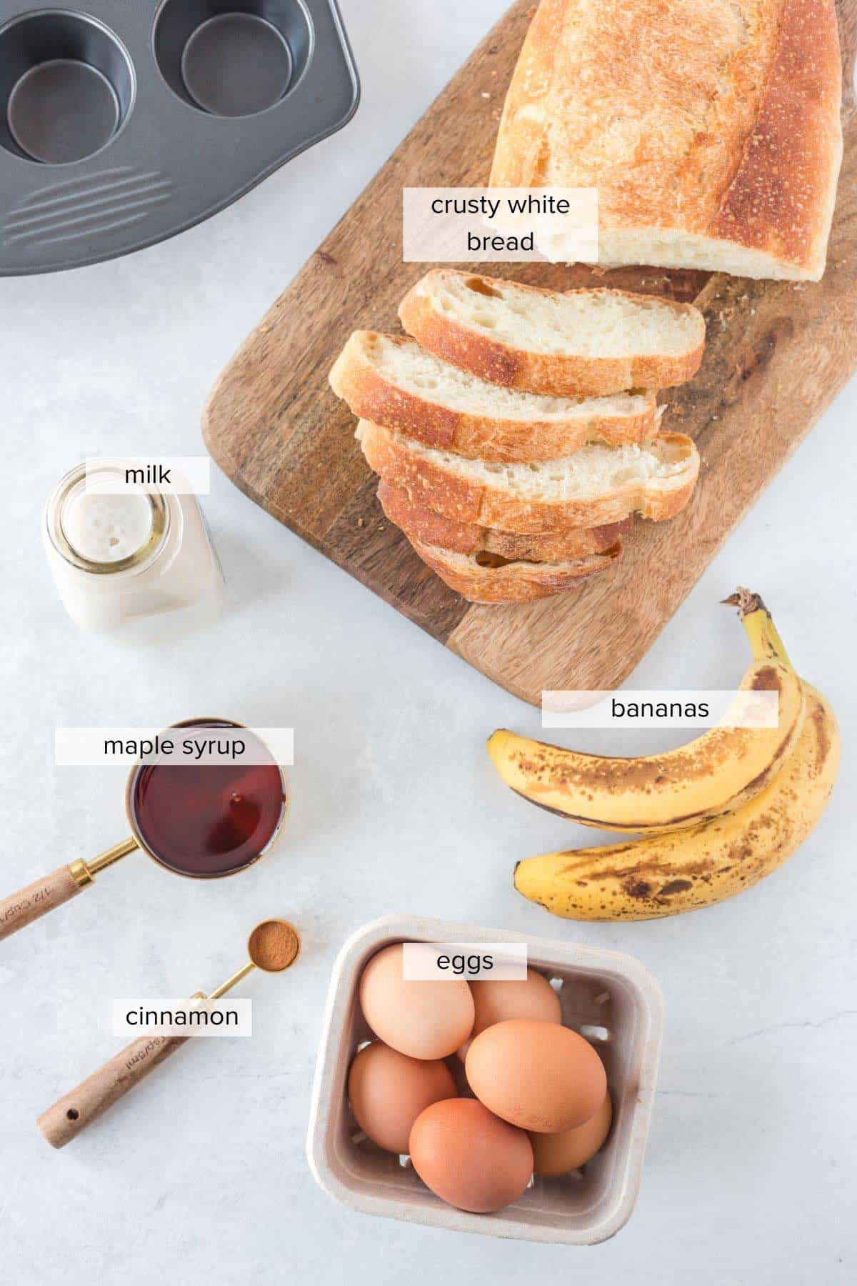 Ingredients to make French toast muffins.