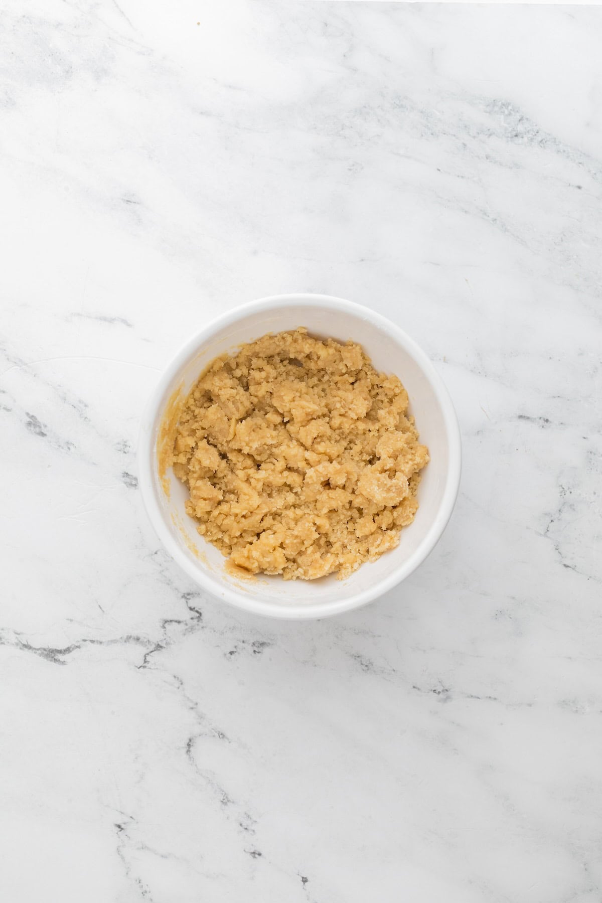 A crumb topping in a bowl.