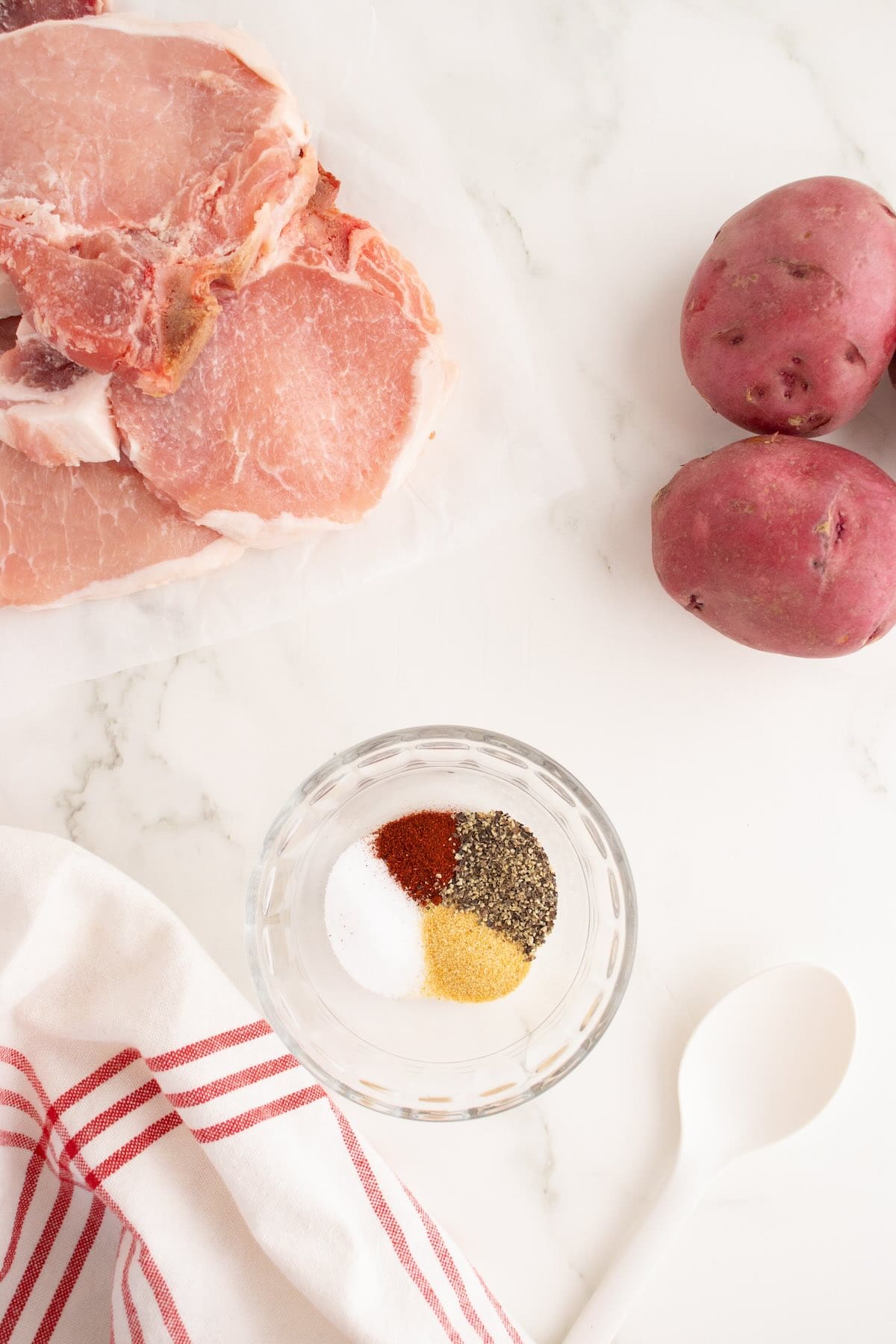 Spices in a glass bowl.