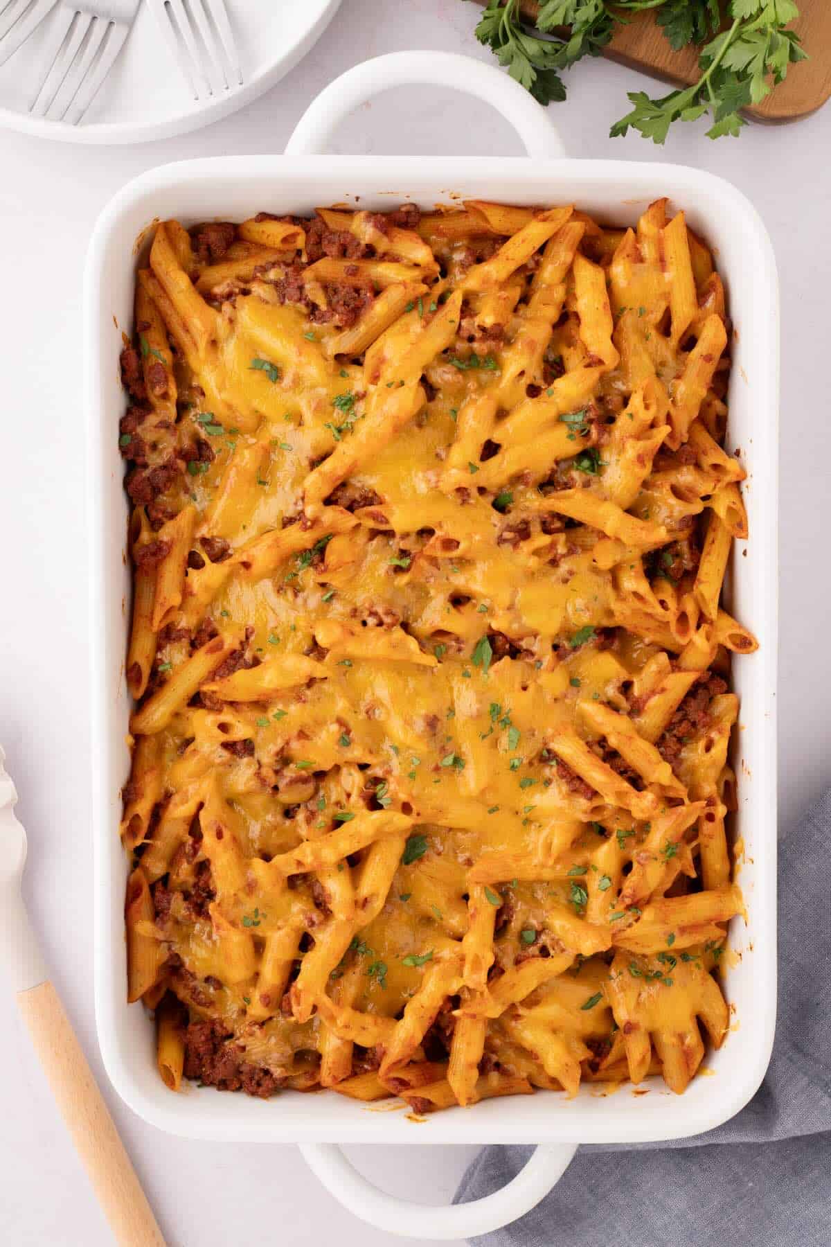 A baked casserole with sloppy joes.