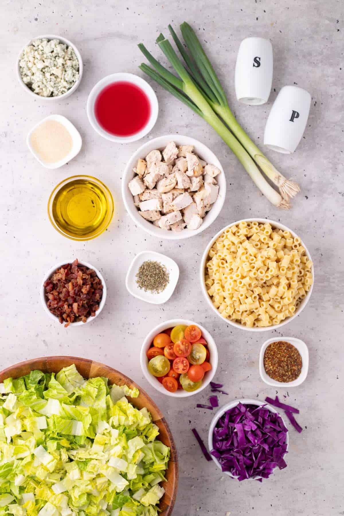 Ingredients to make a salad similar to Portillo's chopped salad.