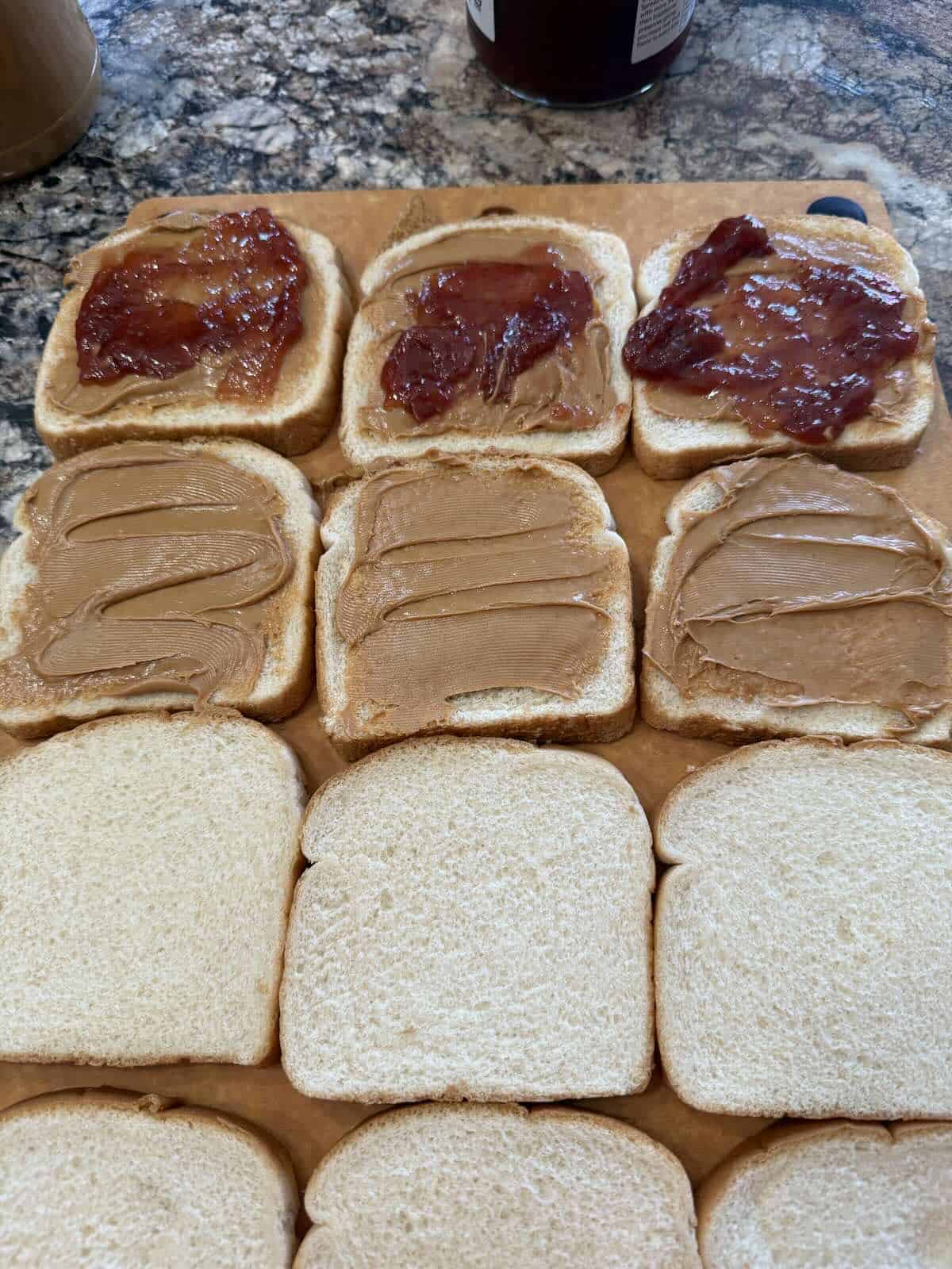 Freezer peanut butter and jelly sandwiches.