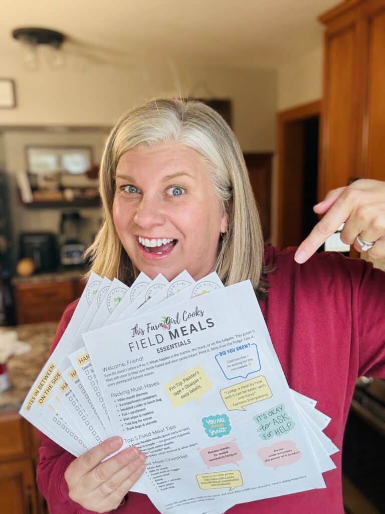 Deanne with field meal essentials guide