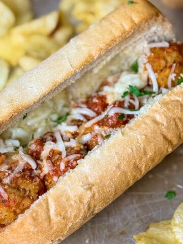 Easy meatball subs recipe made with frozen meatballs and marinara sauce.