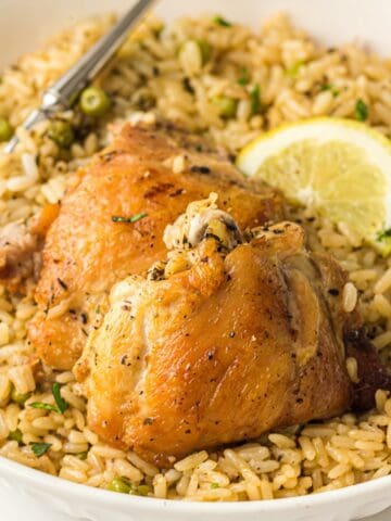 One pot chicken and rice with vegetables made in the Instant Pot.