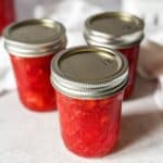 Easy strawberry freezer jam recipe with fresh strawberries.