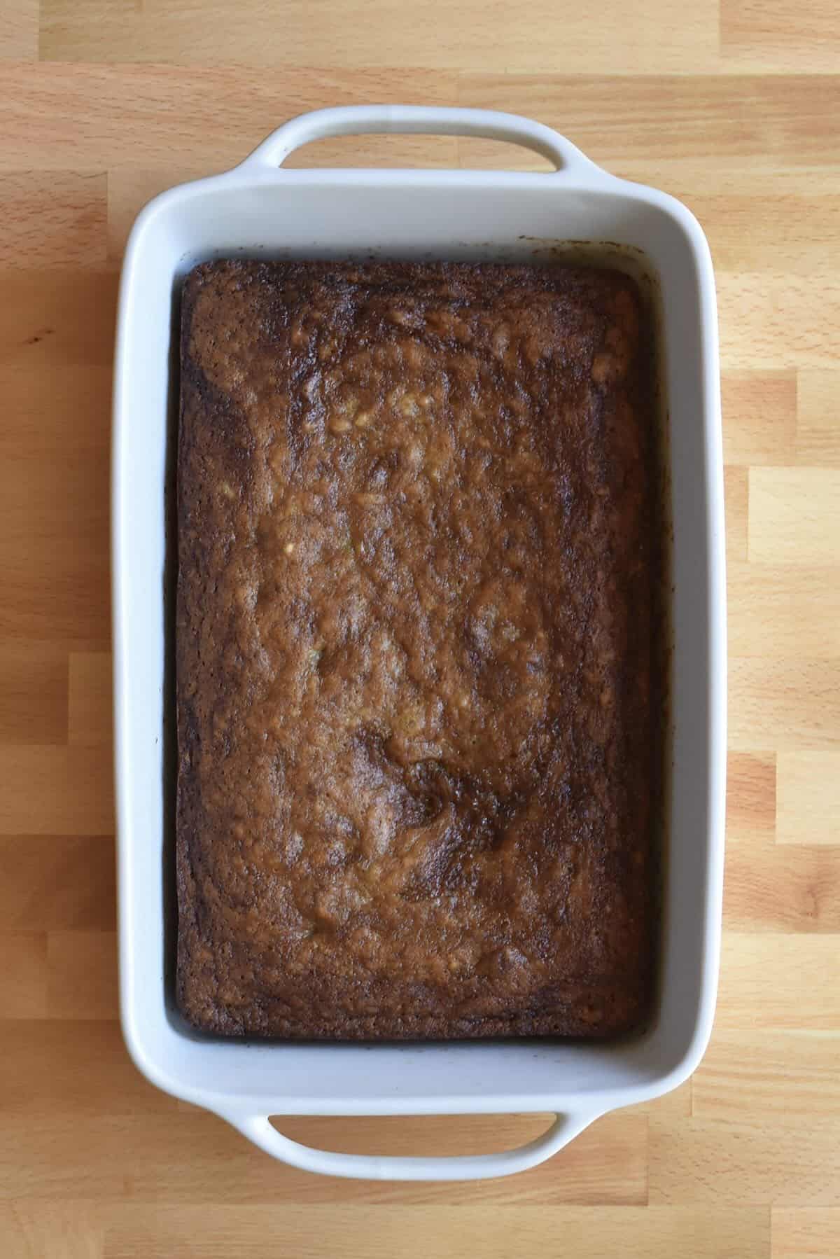 Baked banana snack dessert bars before frosting.